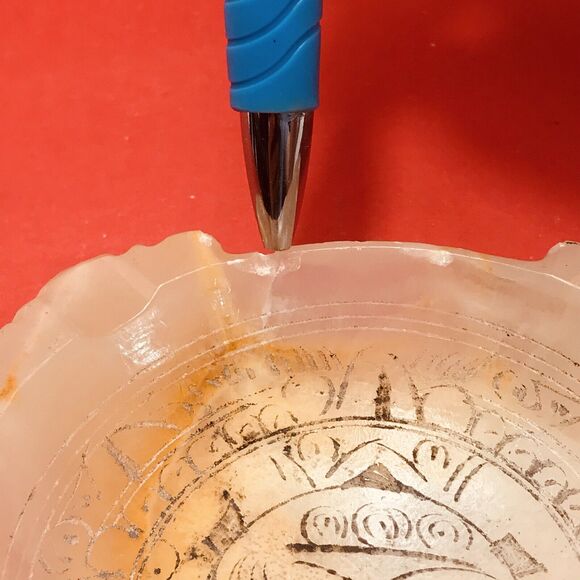 VTG Alabaster Ashtray Elephant Inlay Mid-Century Genuine Hand Made Marble Onyx - Picture 11 of 11